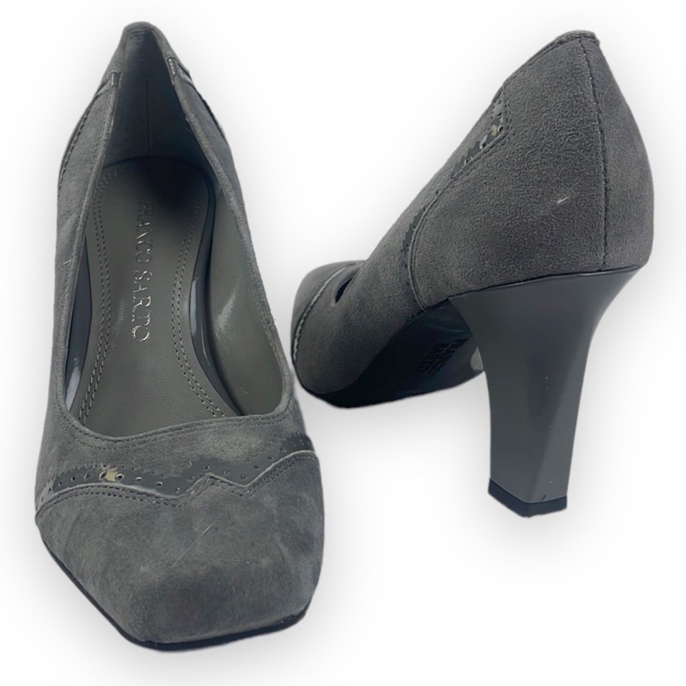 Franco Sarto 3inch Tavern heel Suede and Patent Leather Heel.